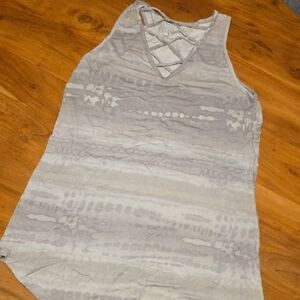 Maurices Gray Tie-Dye Crisscross V-Neck Tank